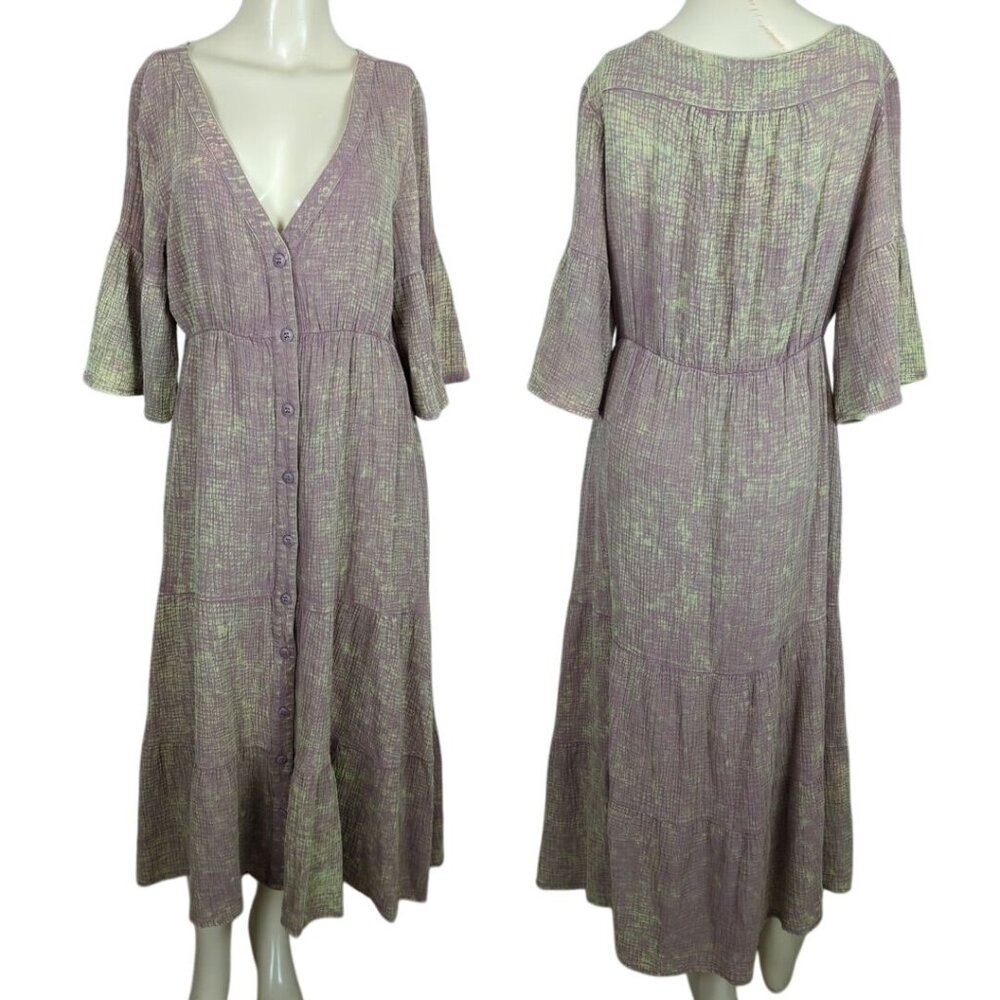 Before You with Love Midi low‎ V neck Tiered ruffle Bohemian Dress size M